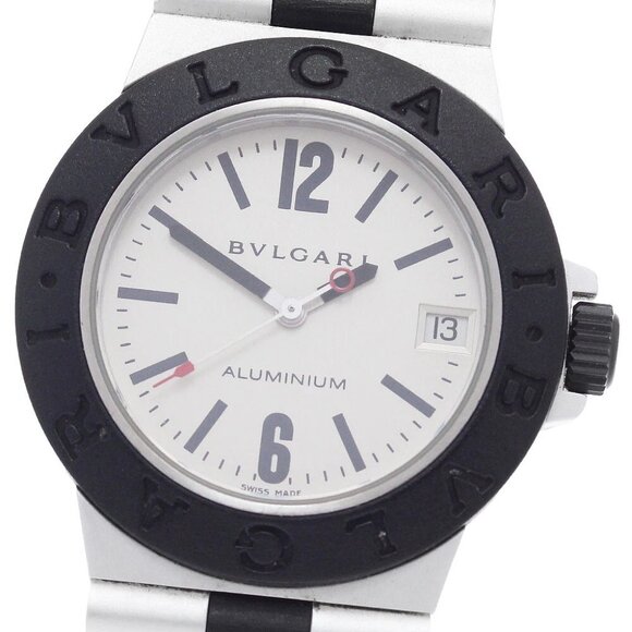 BVLGARI aluminum AL32A Date Silver Dial Quartz Boy's Watch - Picture 1 of 6